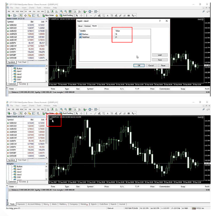 کد فیلتر ساعت در MQL